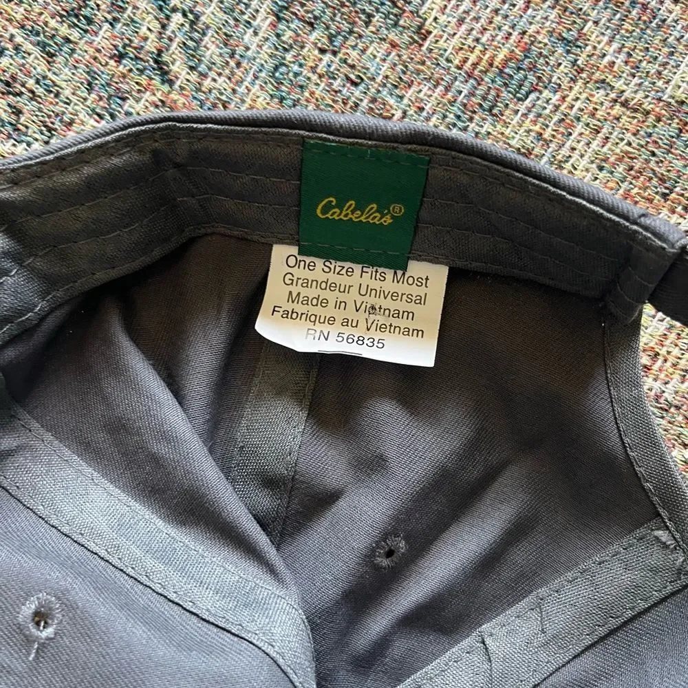 Vintage Cabela's Dark Gray Cap with Gold Embroidery Fishing Hunting Hat SnapBack